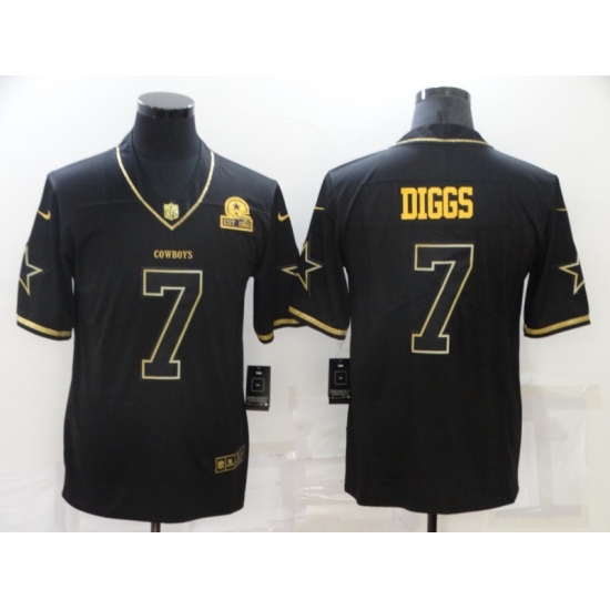 Men's Dallas Cowboys 7 Trevon Diggs Nike Black Gold Throwback Limited Jersey