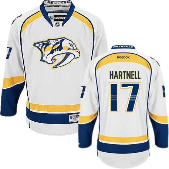 Youth Reebok Nashville Predators 17 Scott Hartnell Authentic White Away NHL Jersey