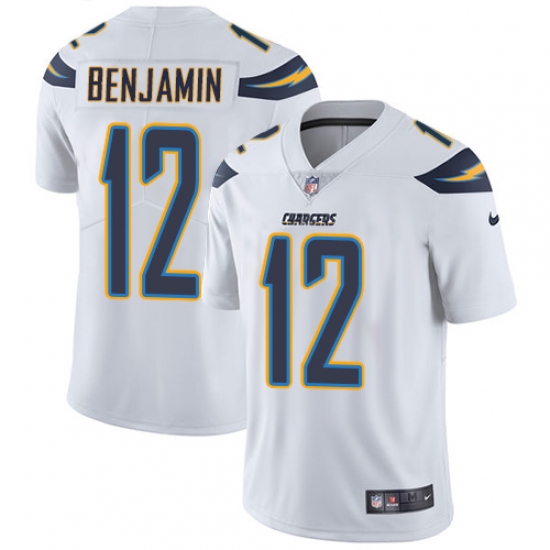Men's Nike Los Angeles Chargers 12 Travis Benjamin White Vapor Untouchable Limited Player NFL Jersey