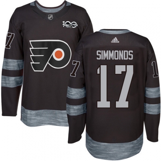 Men's Adidas Philadelphia Flyers 17 Wayne Simmonds Premier Black 1917-2017 100th Anniversary NHL Jersey