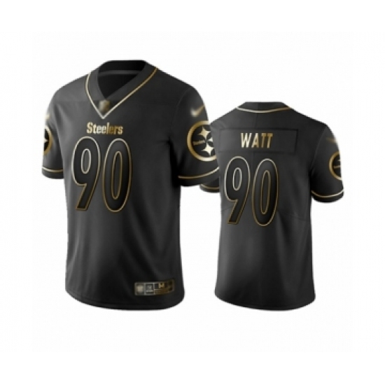 Men's Pittsburgh Steelers 90 T. J. Watt Limited Black Golden Edition Football Jersey