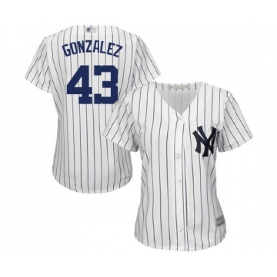 Women's New York Yankees 43 Gio Gonzalez Authentic White Home Baseball Jersey