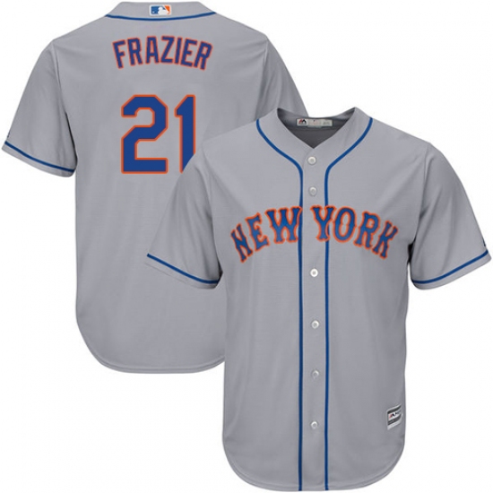 Men's Majestic New York Mets 21 Todd Frazier Replica Grey Road Cool Base MLB Jersey