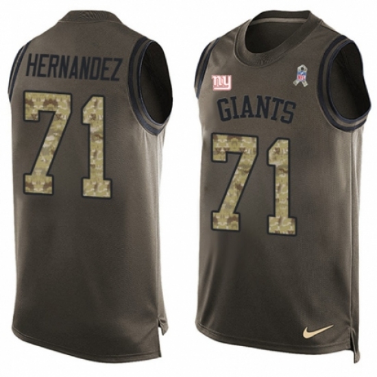 Men's Nike New York Giants 71 Will Hernandez Limited Green Salute to Service Tank Top NFL Jersey