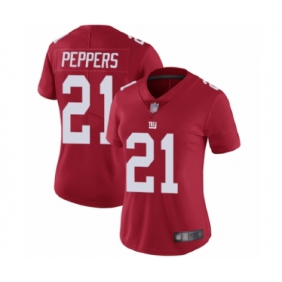 Women's New York Giants 21 Jabrill Peppers Red Alternate Vapor Untouchable Limited Player Football Jersey