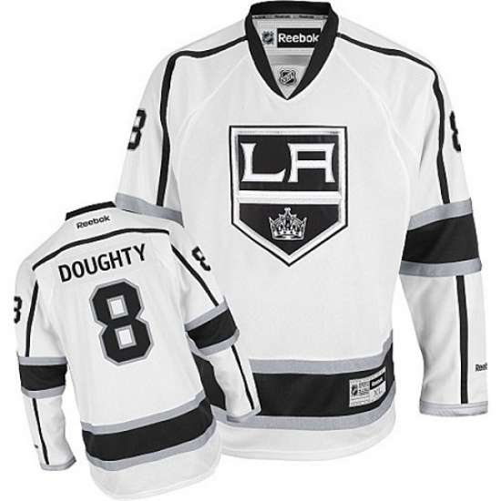 Youth Reebok Los Angeles Kings 8 Drew Doughty Authentic White Away NHL Jersey