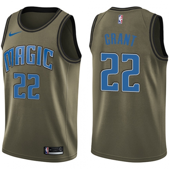 Men's Nike Orlando Magic 22 Jerian Grant Swingman Green Salute to Service NBA Jersey