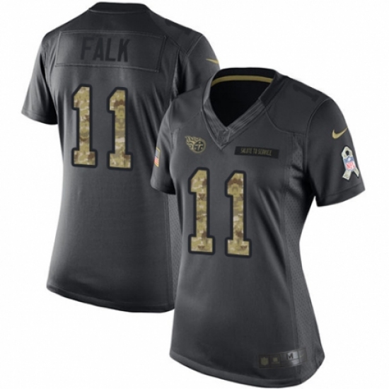 Women's Nike Tennessee Titans 11 Luke Falk Limited Black 2016 Salute to Service NFL Jersey
