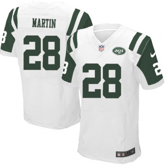 Men's Nike New York Jets 28 Curtis Martin Elite White NFL Jersey