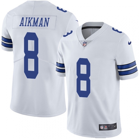 Men's Nike Dallas Cowboys 8 Troy Aikman White Vapor Untouchable Limited Player NFL Jersey