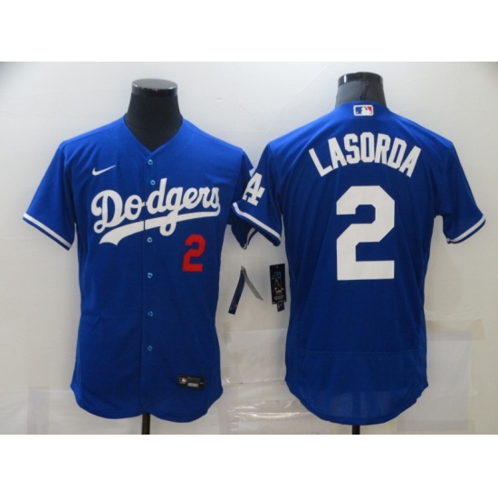 Men's Los Angeles Dodgers 2 Tommy Lasorda Nike Blue Jersey
