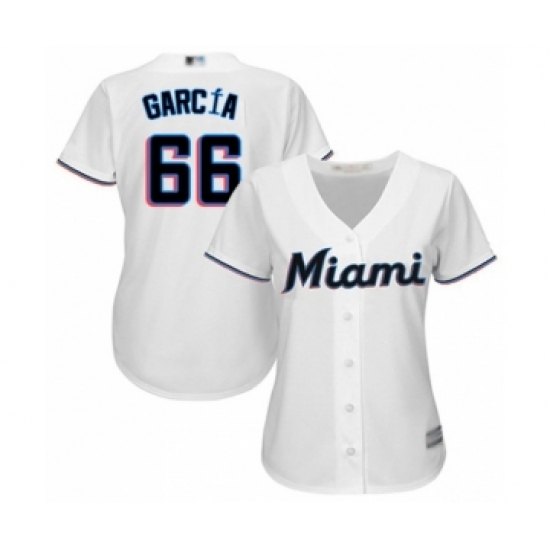 Women's Miami Marlins 66 Jarlin Garcia Authentic White Home Cool Base Baseball Player Jersey