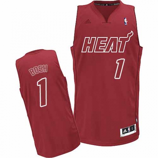 Men's Adidas Miami Heat 1 Chris Bosh Swingman Red Big Color Fashion NBA Jersey