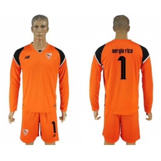Sevilla 1 Sergio Rico Orange Goalkeeper Long Sleeves Soccer Club Jersey