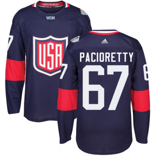 Youth Adidas Team USA 67 Max Pacioretty Authentic Navy Blue Away 2016 World Cup Ice Hockey Jersey