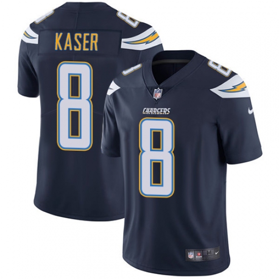 Men's Nike Los Angeles Chargers 8 Drew Kaser Navy Blue Team Color Vapor Untouchable Limited Player NFL Jersey
