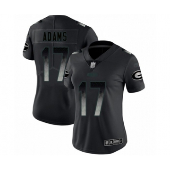 Women's Green Bay Packers 17 Davante Adams Limited Black Smoke Fashion Limited Football Jersey