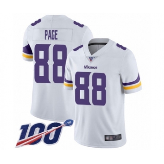 Men's Minnesota Vikings 88 Alan Page White Vapor Untouchable Limited Player 100th Season Football Jersey