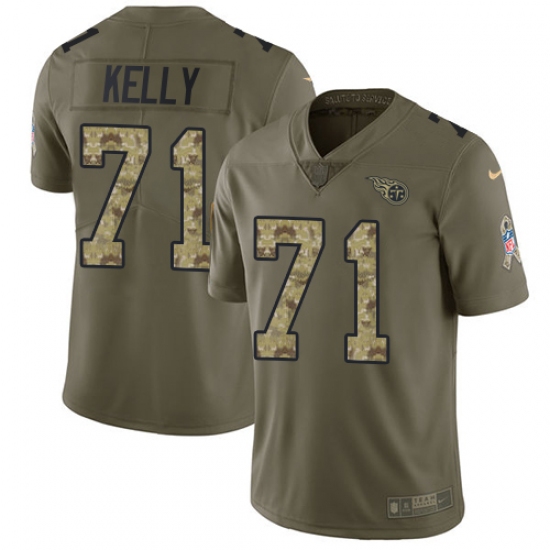 Men Nike Tennessee Titans 71 Dennis Kelly Limited Olive Camo 2017 Salute to Service NFL Jersey