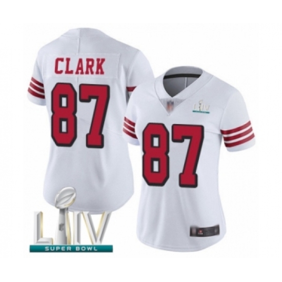 Women's San Francisco 49ers 87 Dwight Clark Limited White Rush Vapor Untouchable Super Bowl LIV Bound Football Jersey
