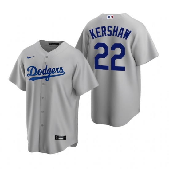 Men's Nike Los Angeles Dodgers 22 Clayton Kershaw Gray Alternate Stitched Baseball Jersey