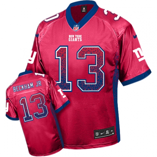 Men's Nike New York Giants 13 Odell Beckham Jr Elite Red Drift Fashion NFL Jersey
