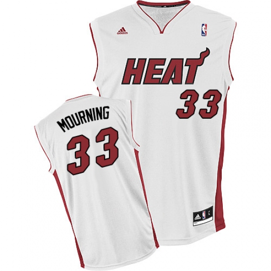 Men's Adidas Miami Heat 33 Alonzo Mourning Swingman White Home NBA Jersey