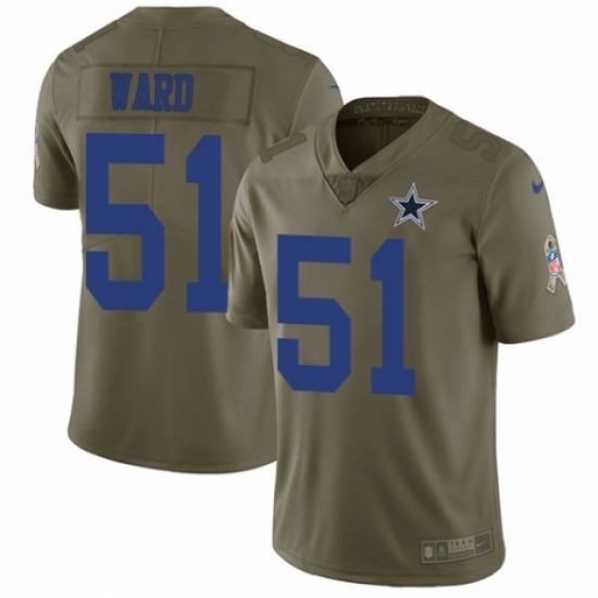 Men's Nike Dallas Cowboys 51 Jihad Ward Limited Olive 2017 Salute to Service NFL Jersey