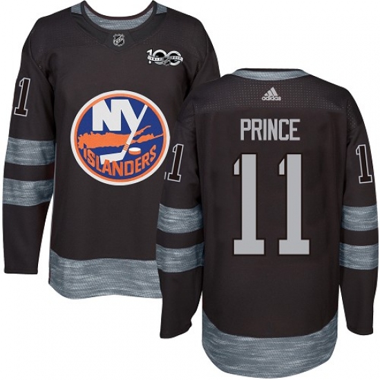 Men's Adidas New York Islanders 11 Shane Prince Authentic Black 1917-2017 100th Anniversary NHL Jersey