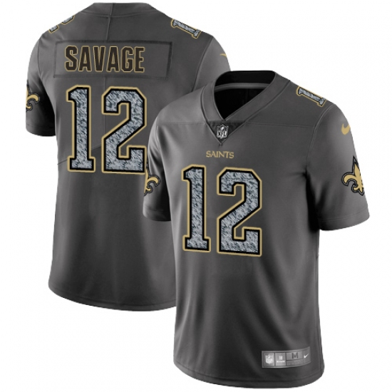 Men's Nike New Orleans Saints 12 Tom Savage Gray Static Vapor Untouchable Limited NFL Jersey