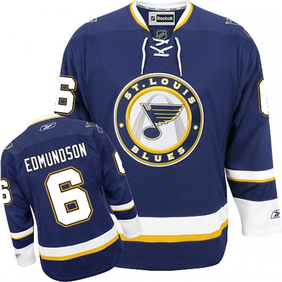 Women's Reebok St. Louis Blues 6 Joel Edmundson Authentic Navy Blue Third NHL Jersey