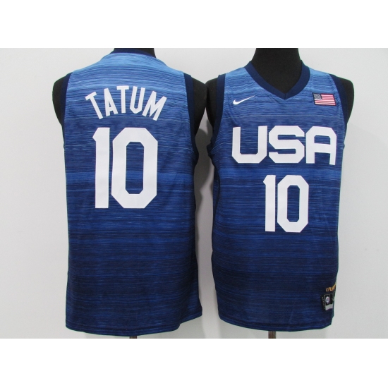 Men's Boston Celtics 10 Jayson Tatum Blue USA Basketball Tokyo Olympics 2021 Jersey