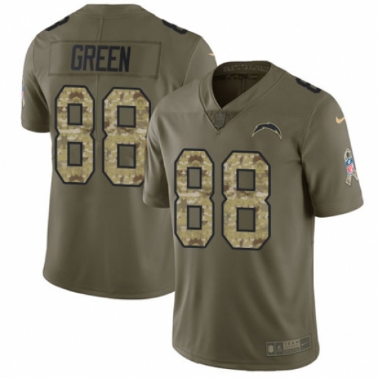 Men's Nike Los Angeles Chargers 88 Virgil Green Limited Olive/Camo 2017 Salute to Service NFL Jersey