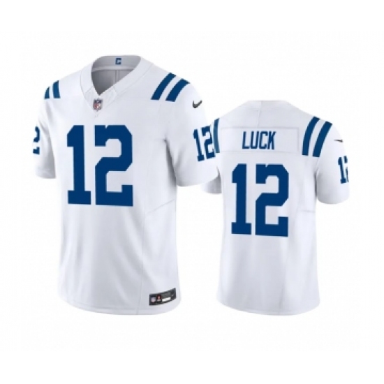 Men's Indianapolis Colts 12 Andrew Luck White 2023 F.U.S.E Vapor Untouchable Stitched Football Jersey