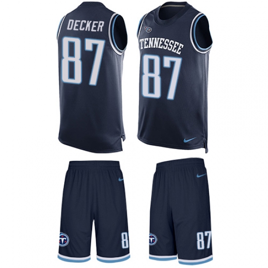 Men's Nike Tennessee Titans 87 Eric Decker Limited Navy Blue Tank Top Suit NFL Jersey