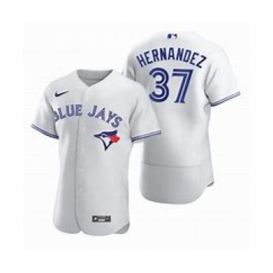 Men's Toronto Blue Jays 37 Teoscar Hernandez White Flex Base Stitched Jersey