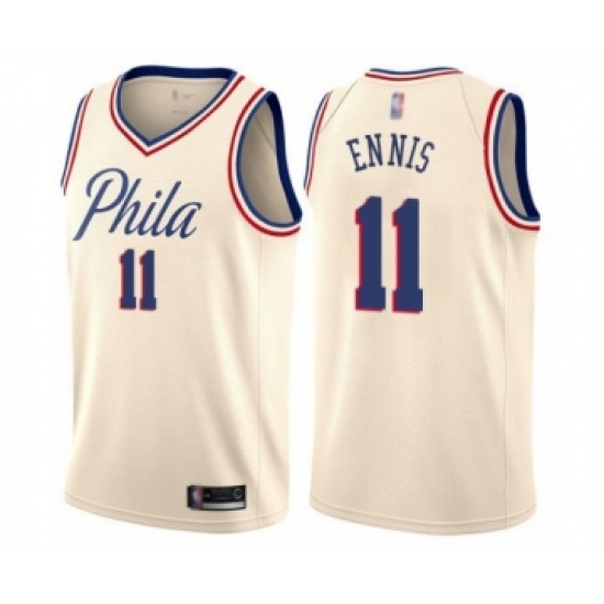 Men's Philadelphia 76ers 11 James Ennis Authentic Cream Basketball Jersey - City Edition