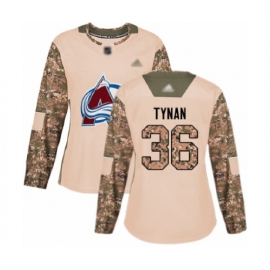 Women's Colorado Avalanche 36 T.J. Tynan Authentic Camo Veterans Day Practice Hockey Jersey