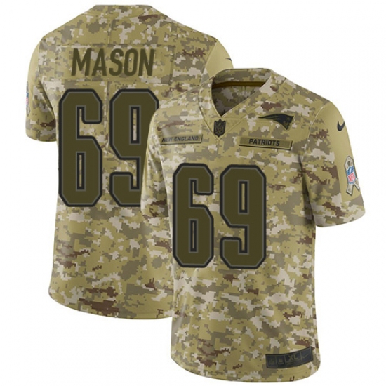 Men's Nike New England Patriots 69 Shaq Mason Limited Camo 2018 Salute to Service NFL Jersey