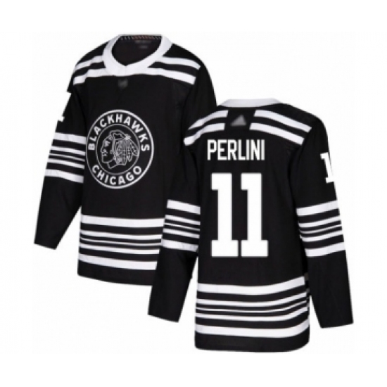 Men's Chicago Blackhawks 11 Brendan Perlini Authentic Black Alternate Hockey Jersey