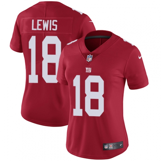Women's Nike New York Giants 18 Roger Lewis Red Alternate Vapor Untouchable Limited Player NFL Jersey