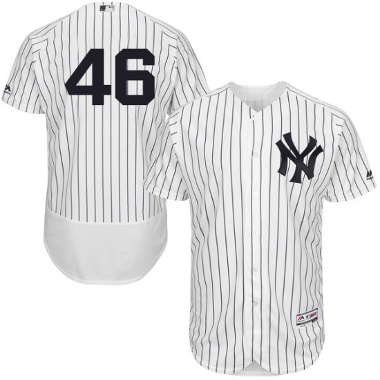 Men's Majestic New York Yankees 46 Andy Pettitte White Home Flex Base Authentic Collection MLB Jersey
