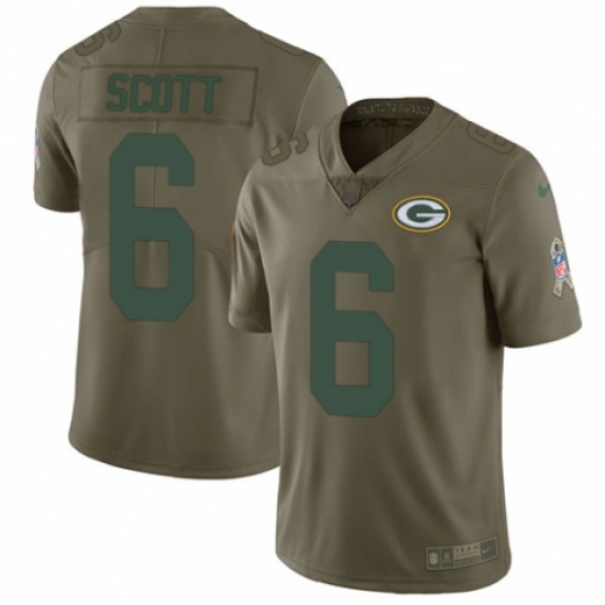 Youth Nike Green Bay Packers 6 JK Scott Limited Olive 2017 Salute to Service NFL Jersey