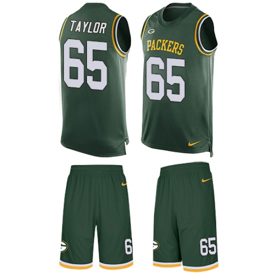 Men's Nike Green Bay Packers 65 Lane Taylor Limited Green Tank Top Suit NFL Jersey