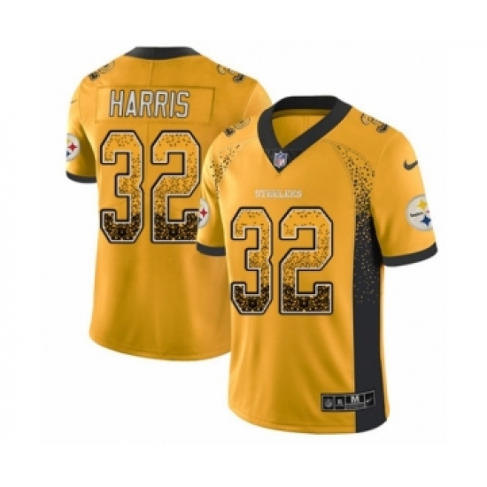 Men's Nike Pittsburgh Steelers 32 Franco Harris Limited Gold Rush Drift Fashion NFL Jersey