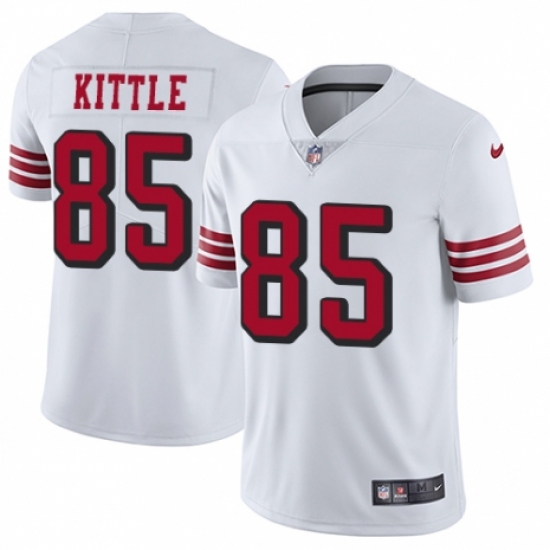 Men's Nike San Francisco 49ers 85 George Kittle Elite White Rush Vapor Untouchable NFL Jersey