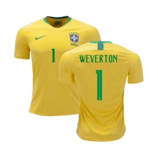 Brazil 1 Weverton Home Soccer Country Jersey