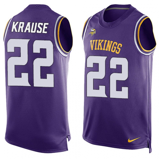 Men's Nike Minnesota Vikings 22 Paul Krause Limited Purple Player Name & Number Tank Top NFL Jersey