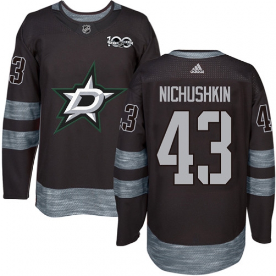 Men's Adidas Dallas Stars 43 Valeri Nichushkin Premier Black 1917-2017 100th Anniversary NHL Jersey