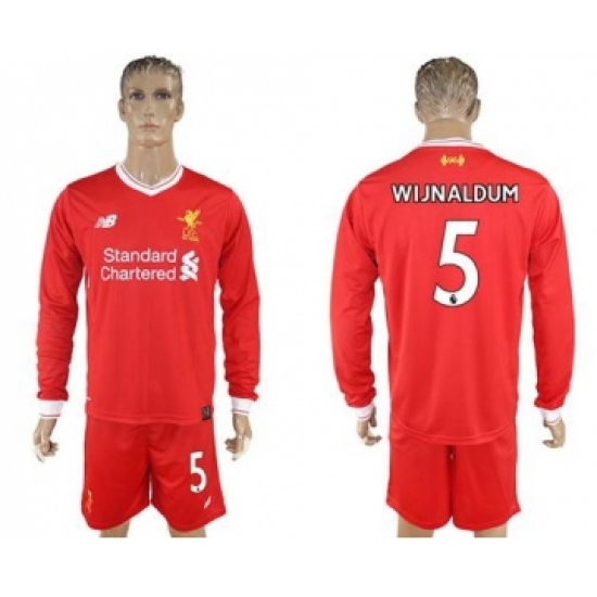 Liverpool 5 Wijnaldum Home Long Sleeves Soccer Club Jersey